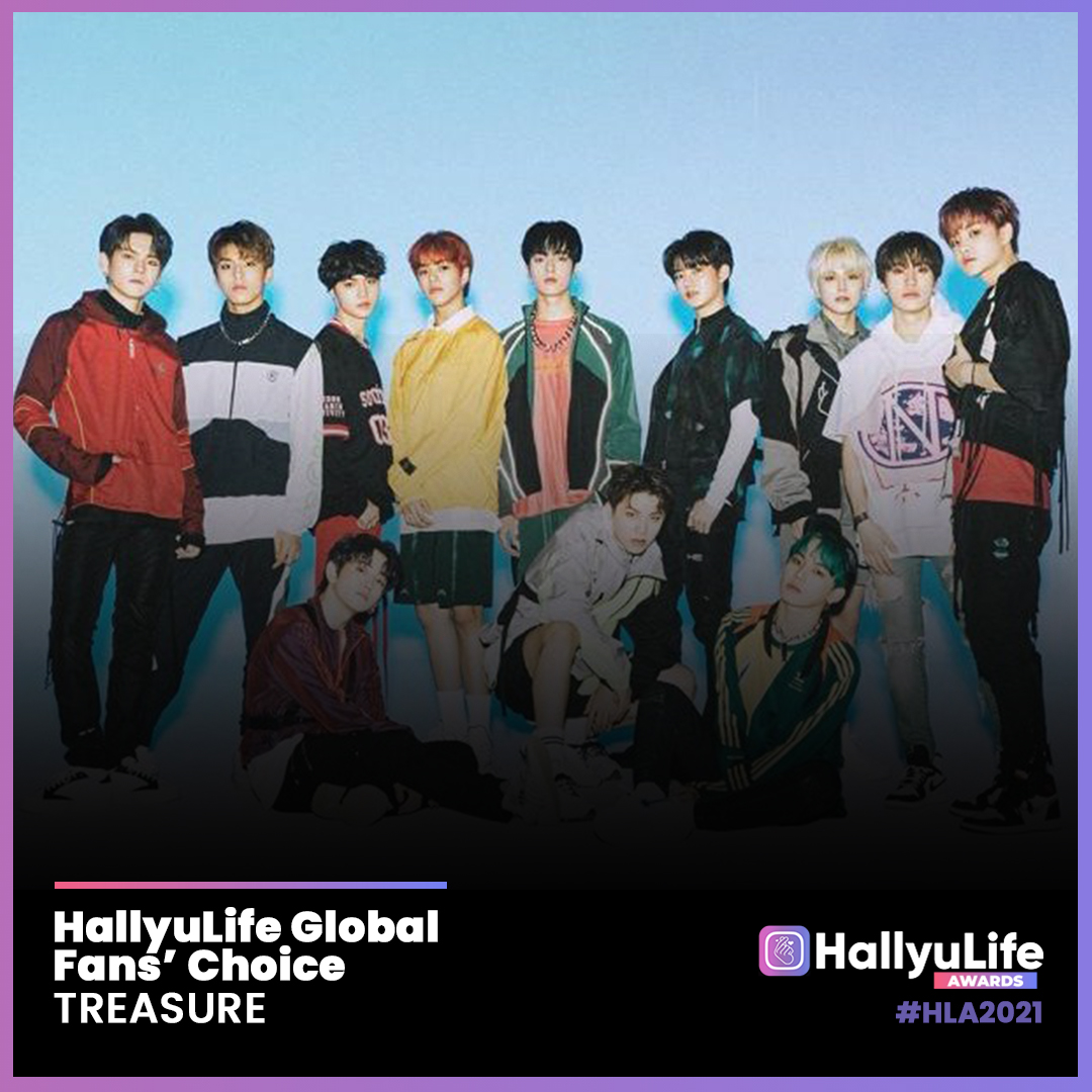 🏆#HLA2021 - Winners Announcement🏆

Congratulations to #TREASURE for winning:

- Rookie of the Year (Male)
- HallyuLife Global Fans' Choice Award

#트레저 #HallyuLifeAwards #TREASURE_HLA2021 @treasuremembers
