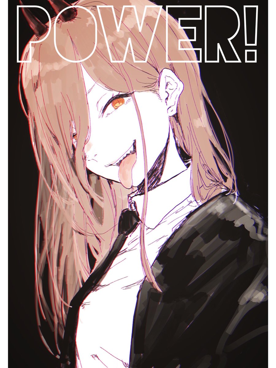 power (chainsaw man) 1girl horns solo necktie tongue long hair shirt  illustration images