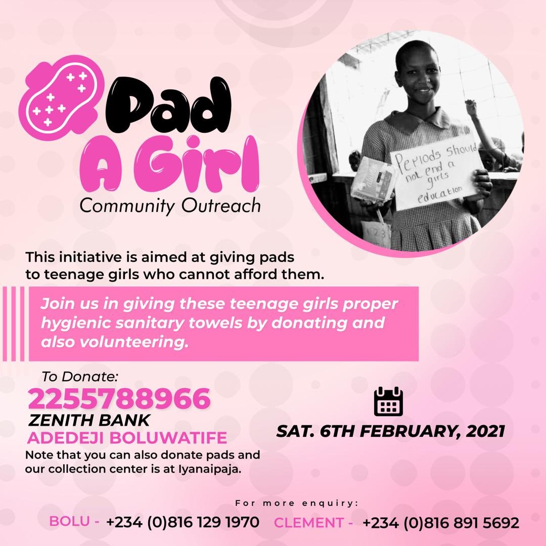ibiayo1's tweet photo. #Cuppy

Approximately 1.2 billion teenage girls in Africa do not have access to proper sanitary products.  1 of 5 girls miss school and may even stop going to school eventually because of lack of access to sanitary pads.

#Cuppy 
#Cuppy https://t.co/fDwzPy7dId