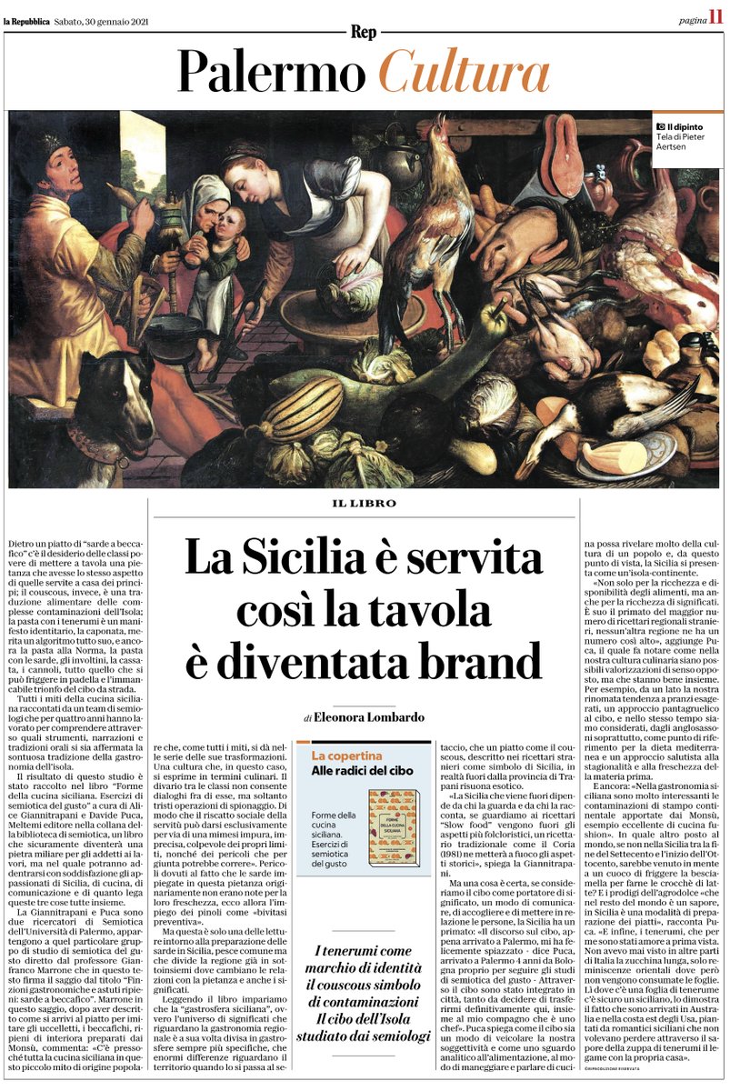 CarloOttaviano's tweet photo. La semiotica del gusto siciliano. Su Repubblica Palermo l'interessantissimo "Forme della cucina siciliana" di Alice Giannitrapani e Davide Puca https://t.co/7wmvQJXUKu