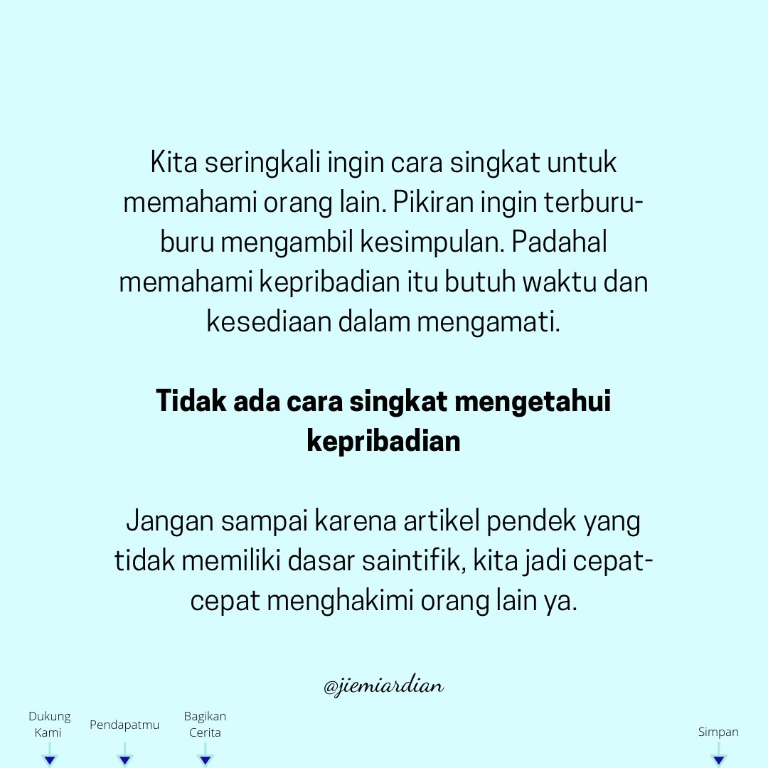 jiemiardian's tweet photo. Jadi beginilah cara mengetahui kepribadian dari tatapan orang

Sebuah informasi yang sering dirahasiakan oleh artikel psikologiz populerz https://t.co/VH17FnOXh9