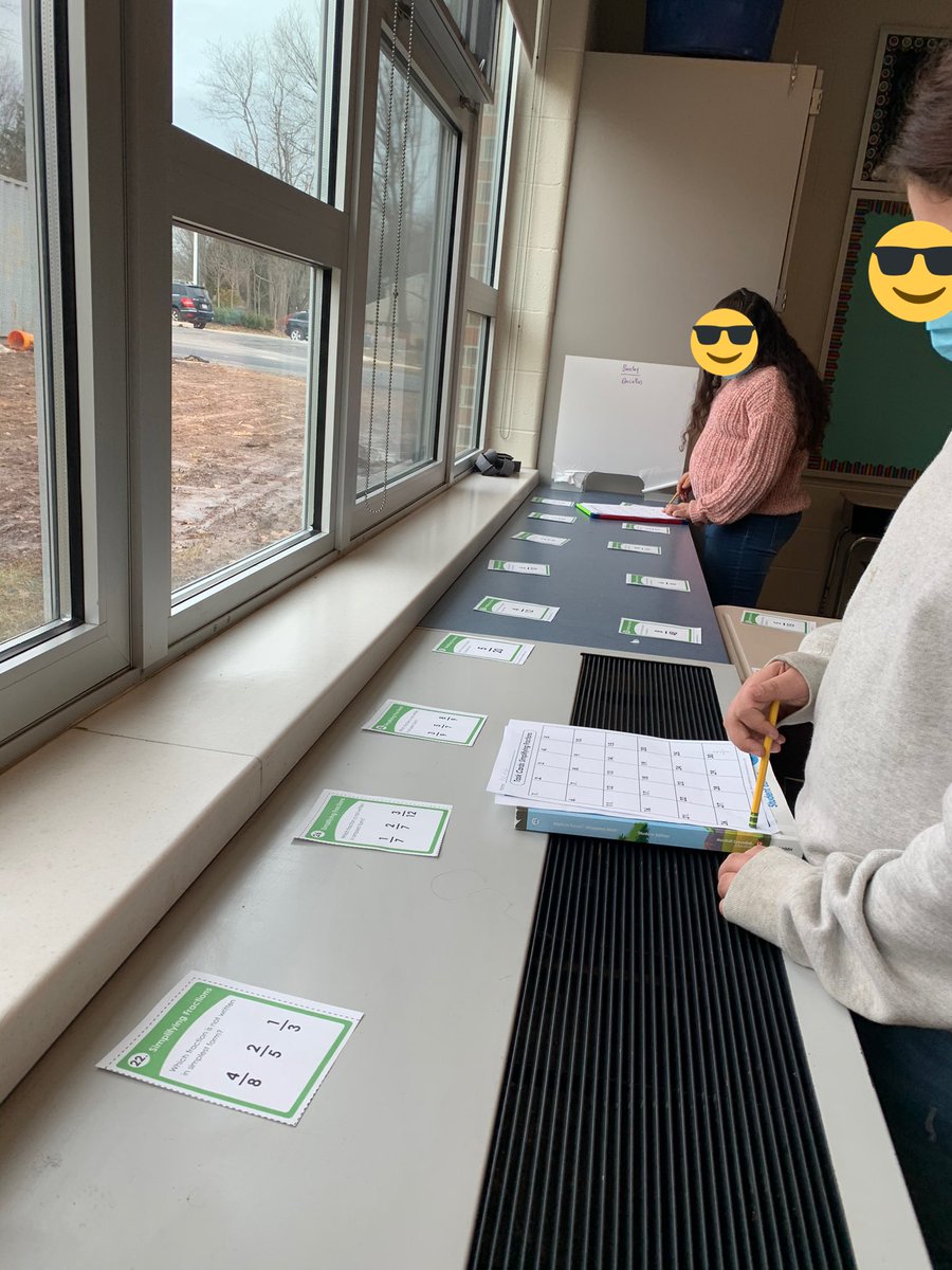 Last week, Ss loved getting up &amp; out of their seats &amp; moving around the room to practice simplifying fractions. These task cards &amp; worksheet made it easy for Ss to know where each response needed to go. One Ss even said, “Miss Buonomo this project was so much fun!” 🤩 #cbsdproud