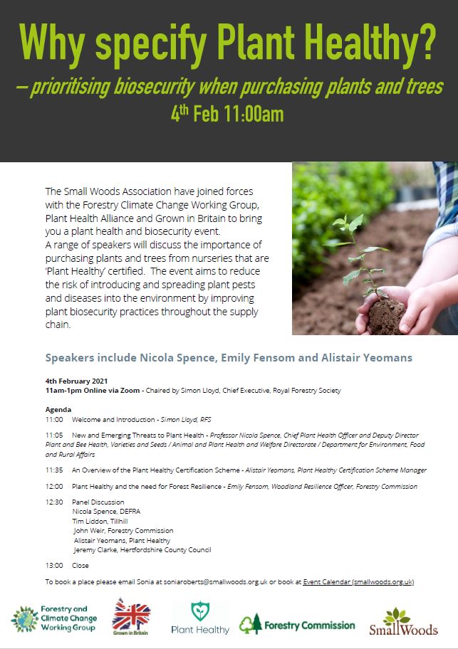 Why specify Plant Healthy? Forestry Climate Change Working Group webinar <a href="/royal_forestry/">RoyalForestrySociety</a> <a href="/GrowninBritain/">Grown in Britain</a> <a href="/SylvaFoundation/">Sylva Foundation</a> <a href="/HTAnews/">HTA News</a> <a href="/TheICF/">Institute of Chartered Foresters</a> @JohnWeirFC <a href="/forestsandwood/">Confor</a> 4 Feb 21, 1100. Prioritising biosecurity when purchasing plants and trees: planthealthy.org.uk/assets/images/…