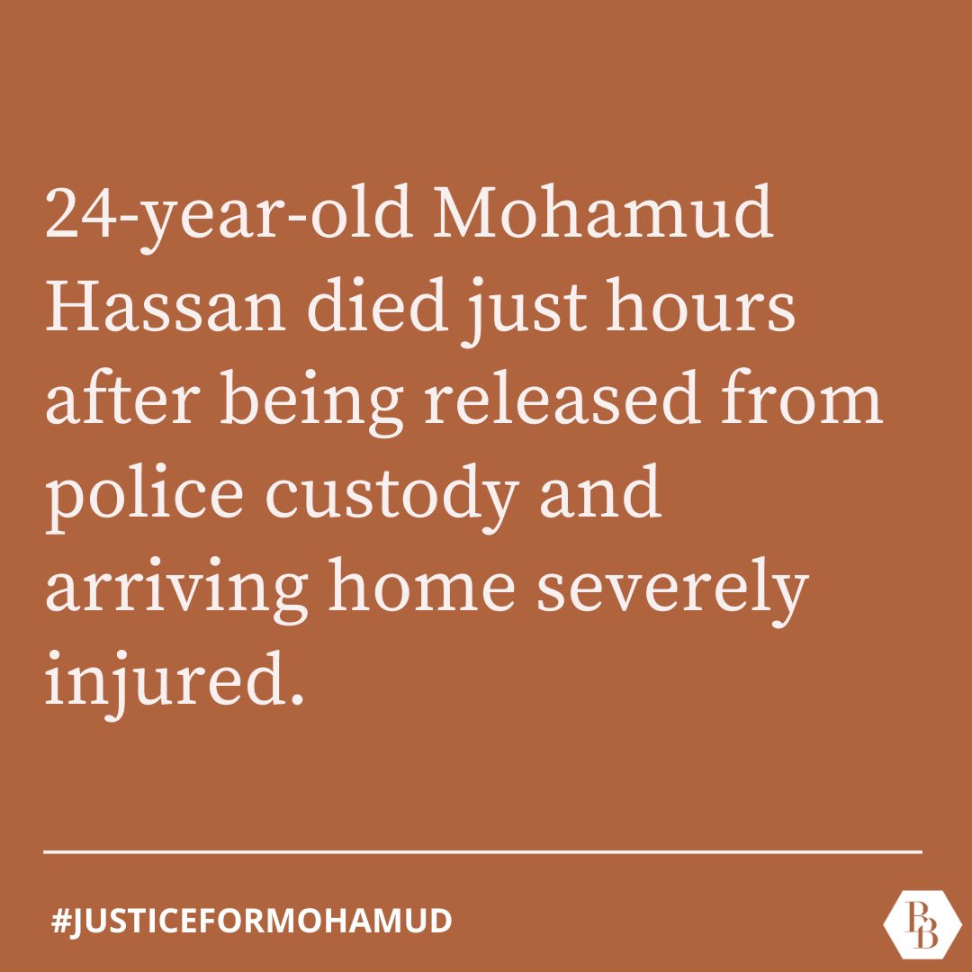 BlackBalladUK's tweet photo. Yesterday was the funeral of 24-year-old #MohamudHassan &amp; instead of national coverage, his story is going unheard. We will not be quiet about police brutality, we will not be quiet about institutional racism &amp; we will not be quiet about the injustice black people face in the UK https://t.co/oJlMGJj8GX