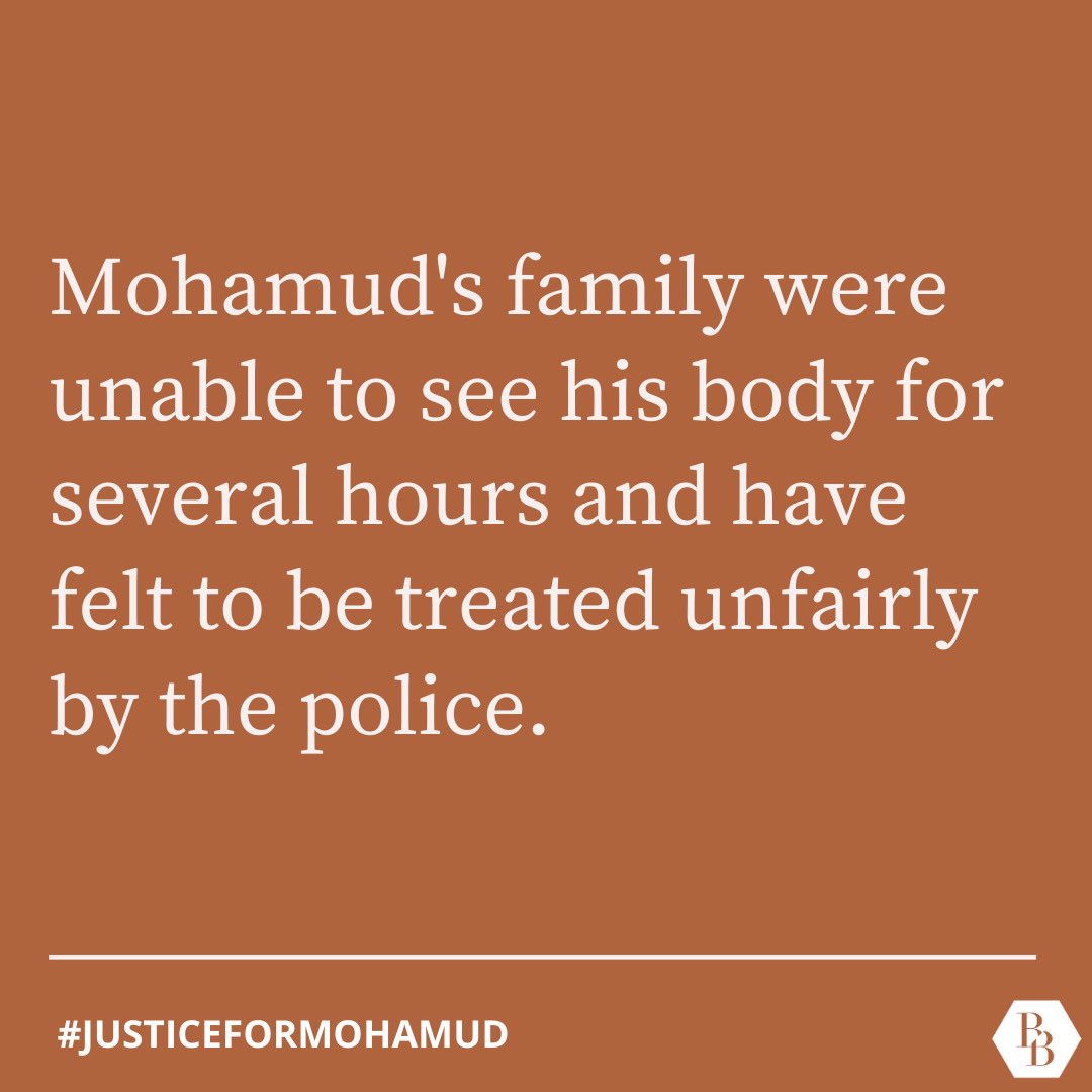 Yesterday was the funeral of 24-year-old #MohamudHassan &amp; instead of national coverage, his story is going unheard. We will not be quiet about police brutality, we will not be quiet about institutional racism &amp; we will not be quiet about the injustice black people face in the UK