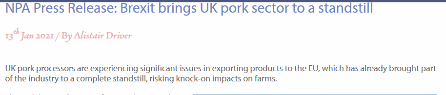 DavidHenigUK's tweet photo. Pig sector also being affected by Brexit (basically all animal products are heavily affected by change in trading relations) https://t.co/u4eCdjONiy