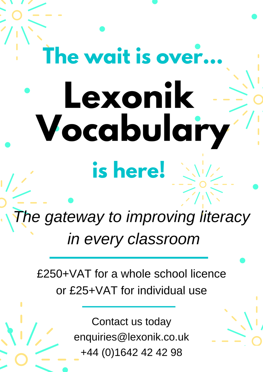 LexonicST's tweet image. Lexonik Vocabulary has launched TODAY!🎉 

Supporting subject #teaching of #vocabulary across the curriculum, for whole school or individual use.

Visit our website bit.ly/3oVdHQV or contact us via email (enquiries@lexonik.co.uk) or telephone (+44 (0)1642 42 42 98).
