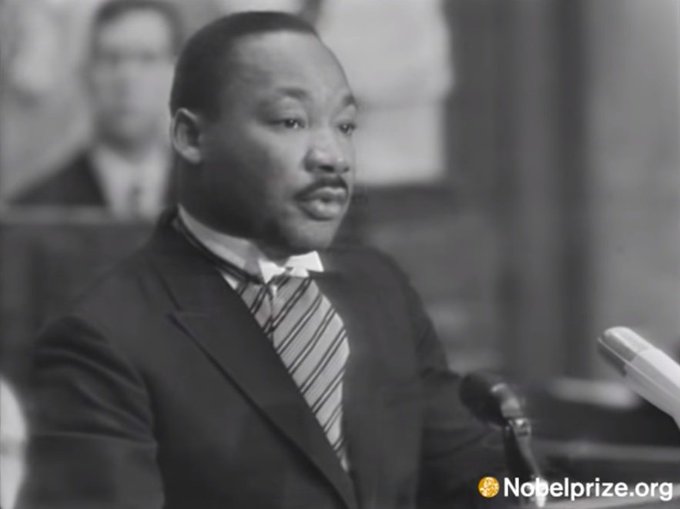 On October 14 in 1964, Martin Luther King, Jr. received the Nobel Peace Prize. Watch  #MLK  's acceptance speech given on December 10, 1964: .  #MLKDay    #MLKDay2021  