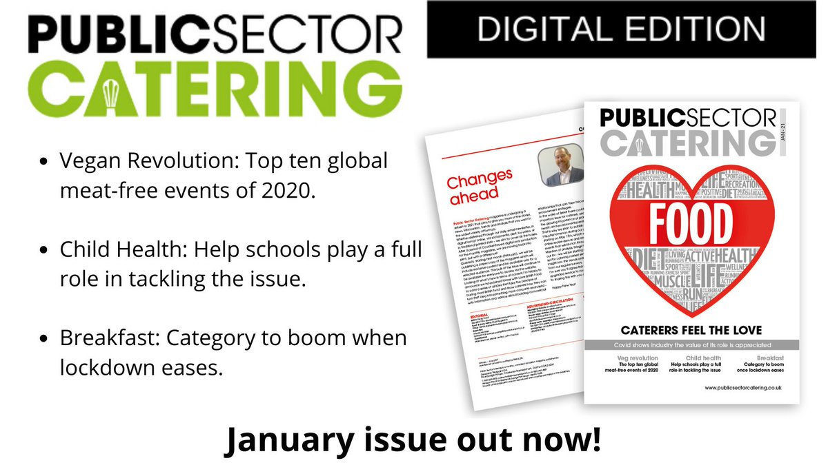 PSCMagazine's tweet photo. The January issue of Public Sector Catering magazine is out now! 

Read online: https://t.co/C8ozvjV3N5

Includes a review of the #PSCMI roundtable debate and a video of the session.

#PSCMag #PSC100 https://t.co/lBdcUqMTFM
