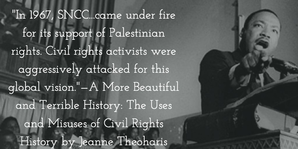 Martin Luther King was "clear that the fight for racial justice at home was indivisible from the struggle for human rights abroad," writes  @JeanneTheoharis. US liberals cannot credibly call for racial equality at home while funding and defending apartheid in Israel-Palestine. 2/3