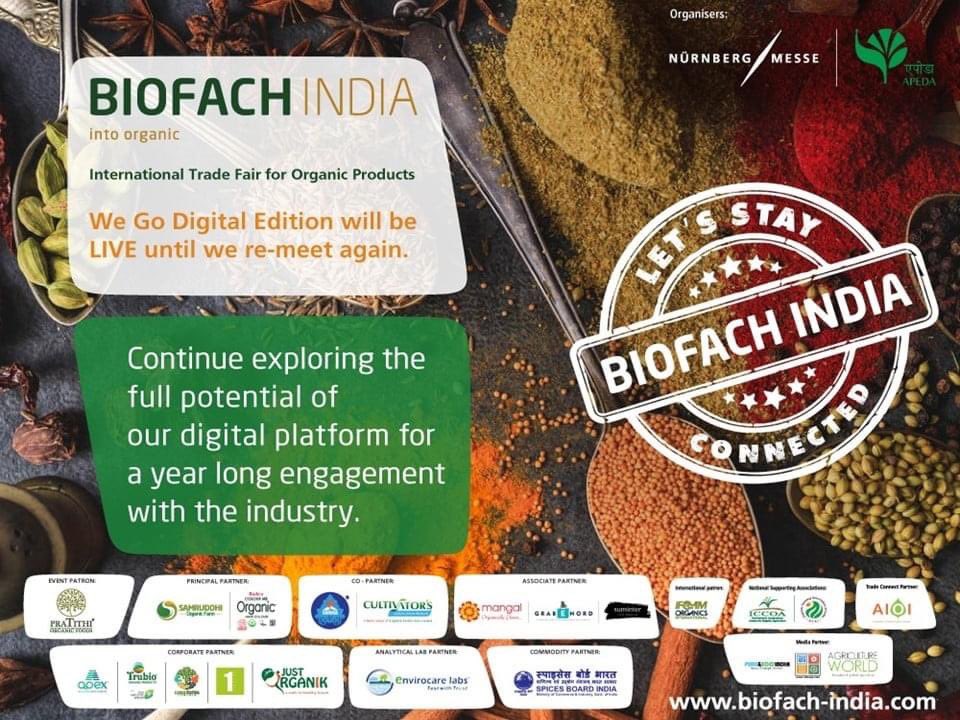 HelmExp's tweet photo. Held under the aegis of @apedamoc, Ministry of Commerce &amp; Industry &amp; the Government of India, we are thrilled at the HELM to successfully e-connect all key players from the Organic &amp; Natural Industry over a single platform with @biofachindia #eventsatthehelm #helmexp https://t.co/PykNJUAuzb