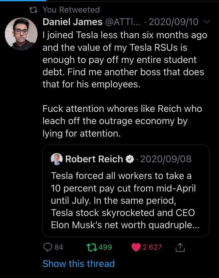 1.His 50k employees are the richest workers on the planet through share options (workers co-own the means of production). Re company’s alleged anti-union practices, truth is employees have consistently voted for share options >UAW affiliation  https://cei.org/blog/uaw-corruption-case-reveals-lack-of-accountability-at-union/