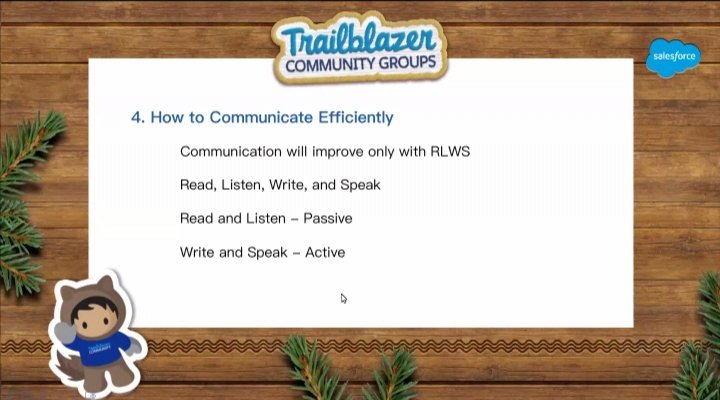 Kamakshi_A99's tweet photo. 4) Tips to communicate efficiently
๐
Communication improve only with RLWS ๐ Read , Listen , Write , and Speak
Read and listen - Passive
Write and Speak - Active
#ProTipsSFDC
@Sesha__ @sureshchundi @bchinna032 @VarnataS https://t.co/EXuYsLZH1e