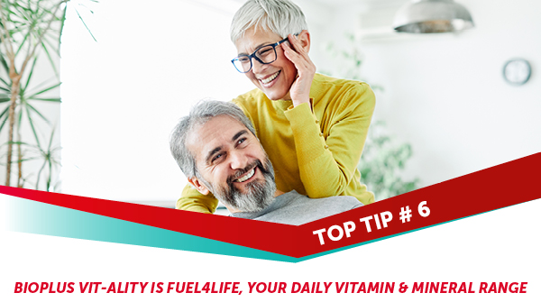 TOP TIP 6: You heart will love omega-3 fatty acids. A type of polyunsaturated fat, omega-3 may help support heart health in the fight against common risks associated with cardiovascular disease.

Legals: bit.ly/2Ycp5fW
Reference: bioplus.co.za/terms/

202009231059024