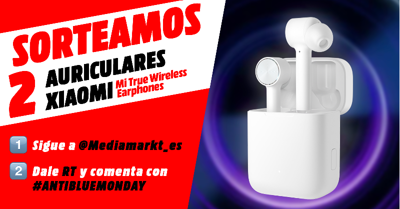 ⏰ Solo hoy ‼️ ¡SORTEAMOS 2 auriculares inalámbricos #Xiaomi! ⚡️PARTICIPA en este SORTEAZO y borra los malos moods de este #BlueMonday
➡️ Síguenos
🔁 Dale RT
🗨️ Comenta con #AntiBlueMonday ¿Qué música 🎧te pone de buen humor 😁?

🍀Suerte
Bases legales: bit.ly/SorteoAntiBlueM