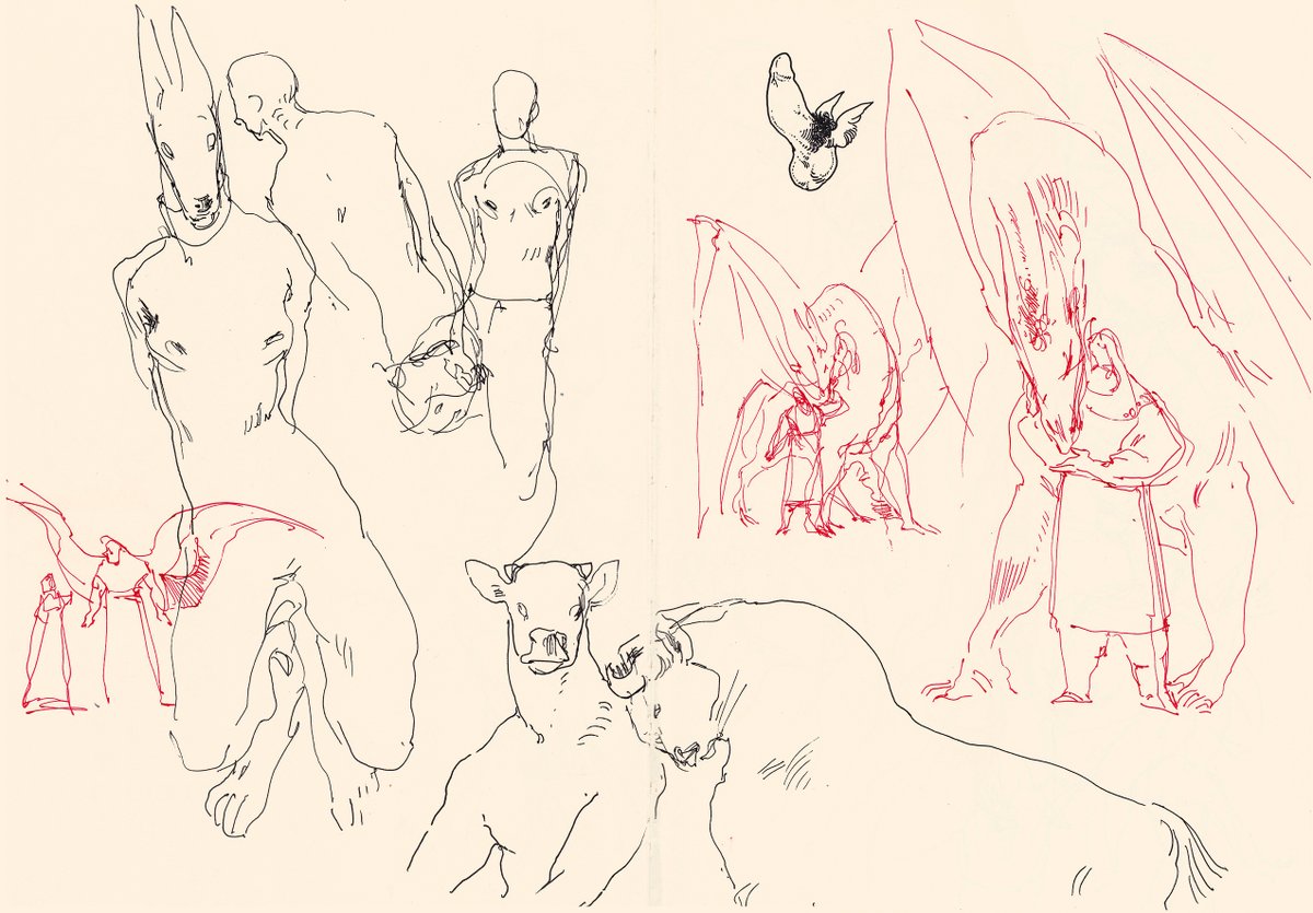 #MohnLeda's sketches with Varya, Briar with dragon Chere, Victor with Vasya and some studies