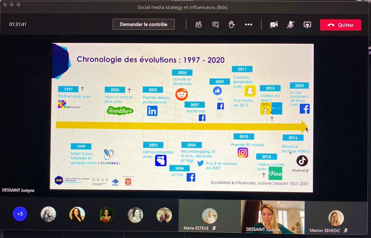 Début d’une nouvelle semaine avec un cours de social média par <a href="/TyneDst/">Justyne Dessaint</a> ! 👻
#gogogo pour devenir de vrais communitys managers 👩‍💻
#mbadmb <a href="/ArnaultChatel/">Arnault Chatel</a> <a href="/VincentMontet/">Vincent MONTET</a>