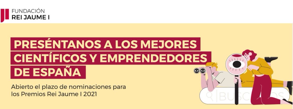 🏆Convocatoria de los #Premios Jaume I: 
 🥇Investigación Básica
 🥇Economía
 🥇Investigación Médica
 🥇Protección Medio Ambiente
 🥇Nuevas Tecnologías
 🥇Emprendedor
🗓️Plazo:  5 de abril
fprj.es/es/bases/
BOE: boe.es/diario_boe/txt…
<a href="/PremiosReiJaume/">Premios Rei Jaume I</a>