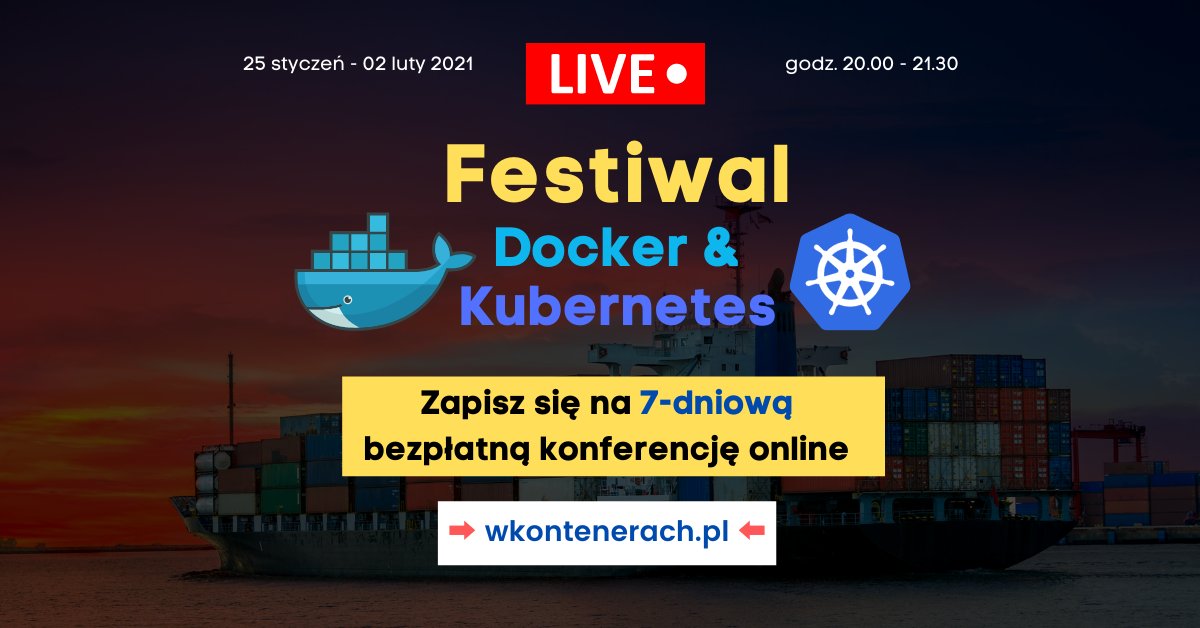 DamianNaprawa's tweet image. Docker &amp;amp; Kubernetes Festiwal 

Bezpłatna konferencja ONLINE (25.01 - 02.02.2021). Przybliżamy tematykę kontenerów osobom początkującym, jak również prezentujemy dobre praktyki w pracy z kontenerami (np. bezpieczeństwo kontenerów)

wkontenerach.pl

#docker #kubernetes