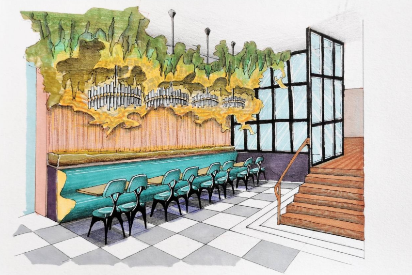 InteriorAcademy's tweet photo. #StudentSpotlight: Hotel bar concept drawings based on 2 trends - 'outdoor-indoor infusion trend' and 'personalised stay tend' -, by #IDAIstudent Tony Volf.  🤩👏 Which concept is your favourite?

#hotelbar #hoteldesign #interiordesign #interiors #IDAI https://t.co/SbD6KFEUpb