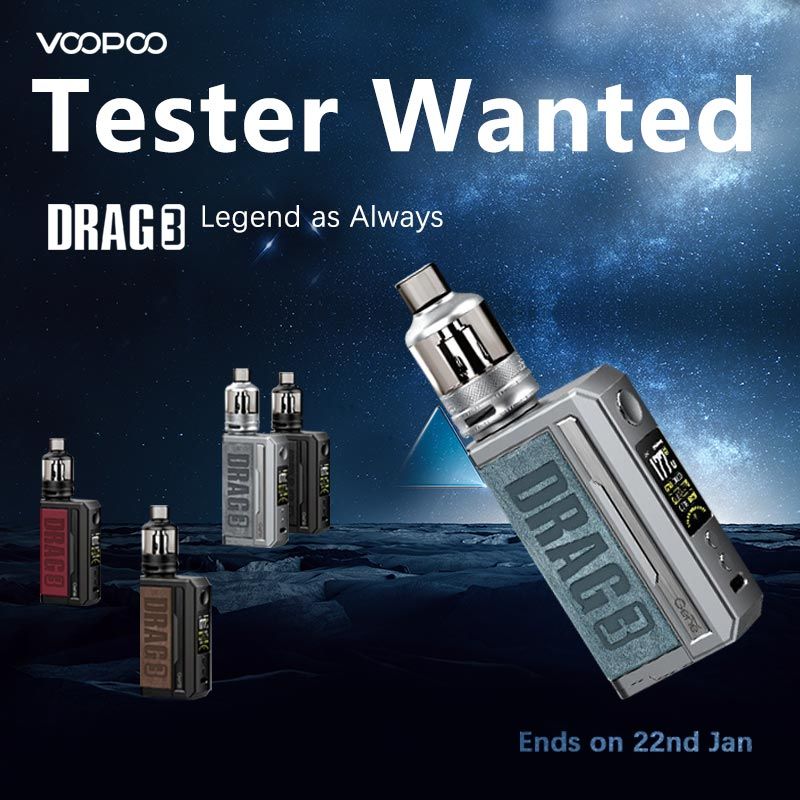 Drag 3 Tester Wanted! 
Sponsored by @voopootech 

To Enter:
1. Follow <a href="/HealthCabin/">HealthCabin</a> 
2. Like this post⠀
3. Tag 3+ vape friends in comment

Prize: 1*Voopoo Drag 3 Kit

⚠️1 LUCKY winner will be randomly picked on 22nd Jan.⠀

#voopoo #vapegiveaway #healthcabin #vape #vapelife