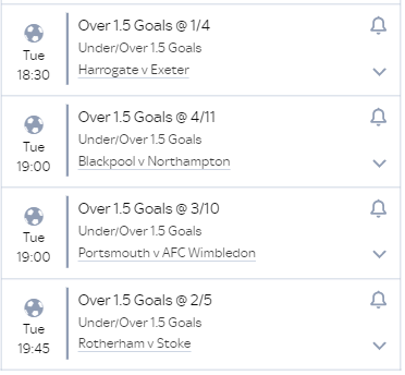 Monday/Tuesday long list shot!!

Not massive amounts of fixtures I like today and tomorrow so just got one long list for the 2 days/ 

Remember always follow at own risk and gamble resonsibly. 

18+ Begambleaware
