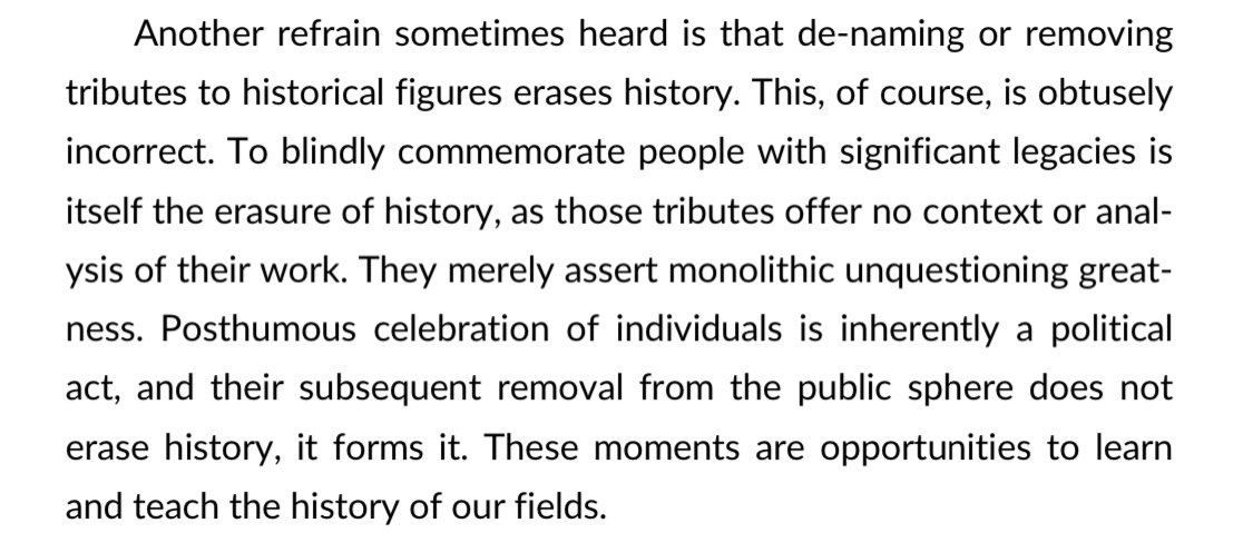 I’ve been involved in these discussions at my own university by the way, with our pernicious history of eugenics and race science. This is my view: