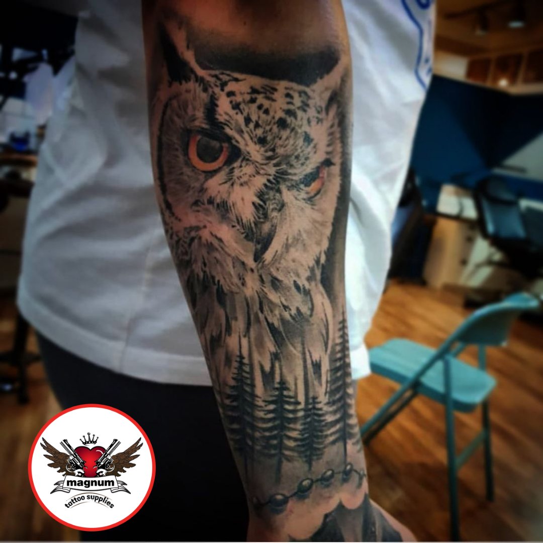 Owl and trees by Roald VD Broek  Tattoogridnet