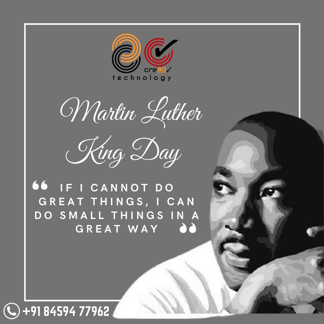 cre80v's tweet photo. Martin Luther King Day
“If I cannot do great things, I can do small things in a great way”#MartinLutherKingDay https://t.co/pjcm1uwek0
