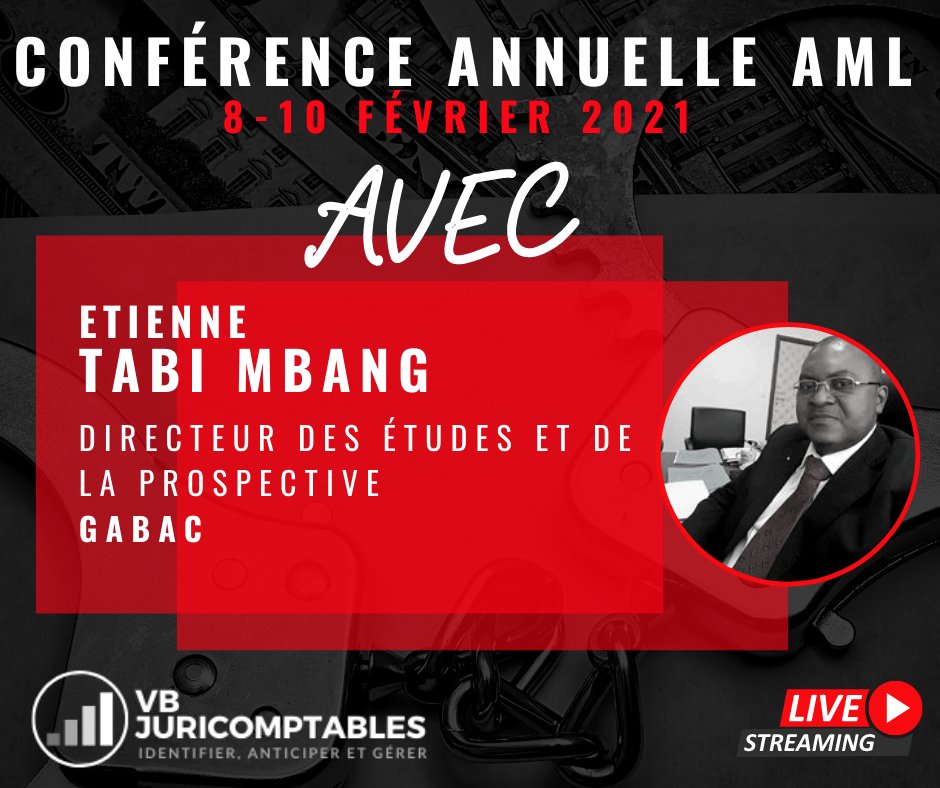 VBforensic's tweet photo. 🚨#OFFICIEL🚨 📣 JOUR J-20⏳
M. Etienne TABI MBANG, Directeur des Études et de la Prospective du #GABAC sera speaker lors de la conférence annuelle en LAB-FT que nous organisons du 08 au 10 février 2021.
📣Pour s'inscrire,
https://t.co/vsvv5WaZmQ
#VBForensic #Formation_Certifiée https://t.co/5GuTKpdC1k