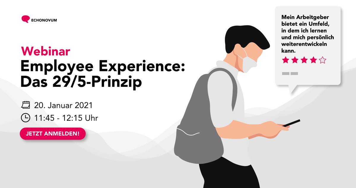 #Homeoffice-Pflicht: Gerade jetzt ist es wichtig zu wissen, wie es Ihren Talenten geht. Mit automatisierter, präziser Mitarbeiterbefragung und nur 5 HR-Kennzahlen managen Sie jederzeit die #EmployeeExperience. 

👇Jetzt zum #Webinar anmelden: bit.ly/3qs9CUQ

#echonovum