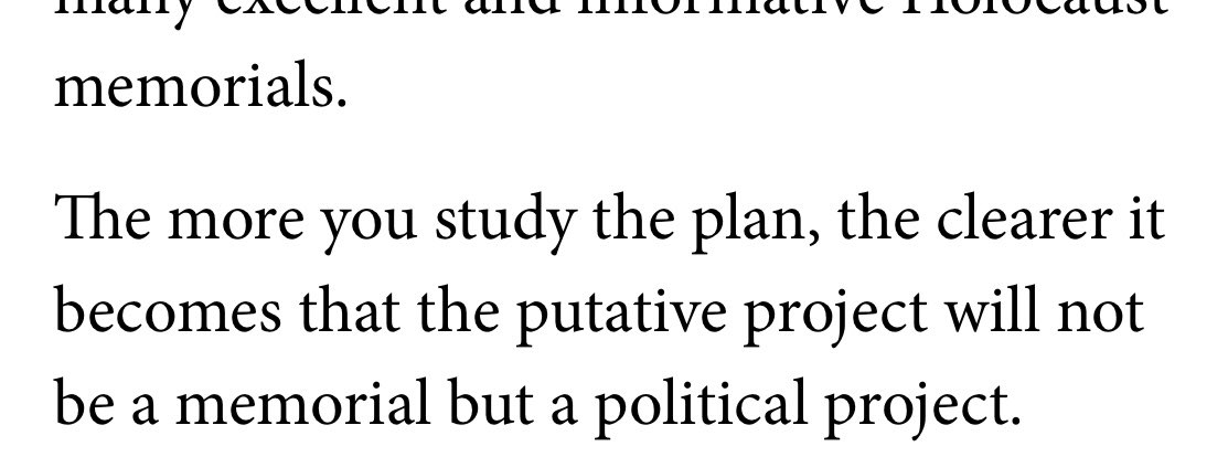 Anyway. I wish we had better public discourse about this, instead of what is effectively history bantz for flag wrappers. Here’s another example, a commentary by Douglas Murray, an opinion writer who some take seriously, arguing that a Holocaust Memorial should not be political.