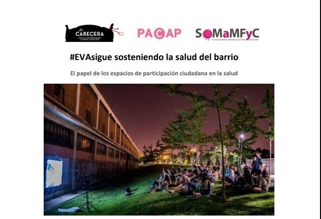 CabeceraMAD's tweet photo. Manifiesto:
"#EVAsigue sosteniendo la salud del barrio"

Desde la Cabecera, el @MadridPacap y la @somamfyc defendemos el papel de los espacios de participación ciudadana en salud.

Link al texto completo: https://t.co/5hygjhX72C

@evArganzuela https://t.co/gD7IEXcdMa