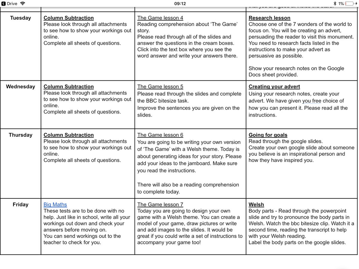 HTPSMissGoddard's tweet photo. I have attached this weeks timetable so you know what work is set each day. https://t.co/rqalohRSik