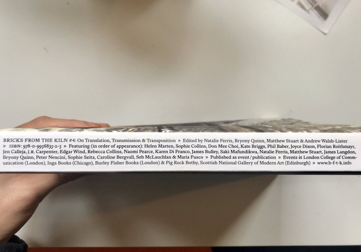 V. lucky to have an extract from my translator memoir in progress in <a href="/b_f_t_k/">Bricks from the Kiln</a> #4: On Translation, Transmission &amp; Transposition alongside writers &amp; translators I admire, including Helen Marten, Don Mee Choi, Kate Briggs, Sophie Collins, Sophie Seita et al b-f-t-k.info