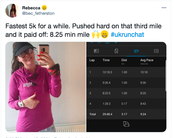 #19Runners are good people to add to your social media village.They don't sit around asking each other how to get faster. They do stuff like this >>> https://twitter.com/CurlyRuthRuns/status/1350826075417358336