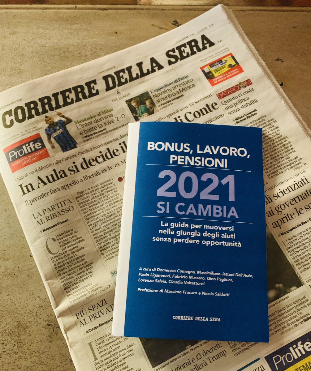 JattoniDallAsen's tweet photo. Cosa cambia nel 2021 in fatto di bonus, lavoro, pensioni? Oggi, in edicola gratis con il @Corriere, la guida che i colleghi ed io abbiamo scritto in tempi record per muoversi nella giungla degli aiuti statali https://t.co/jYPIBqpD71