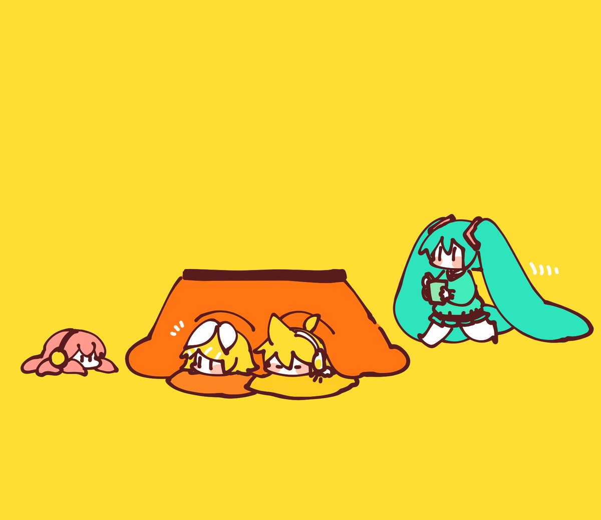 初音ミク ,鏡音レン ,鏡音リン ,巡音ルカ ,たこルカ 「ラクガキ( ¨̮ ) 」|袁のイラスト