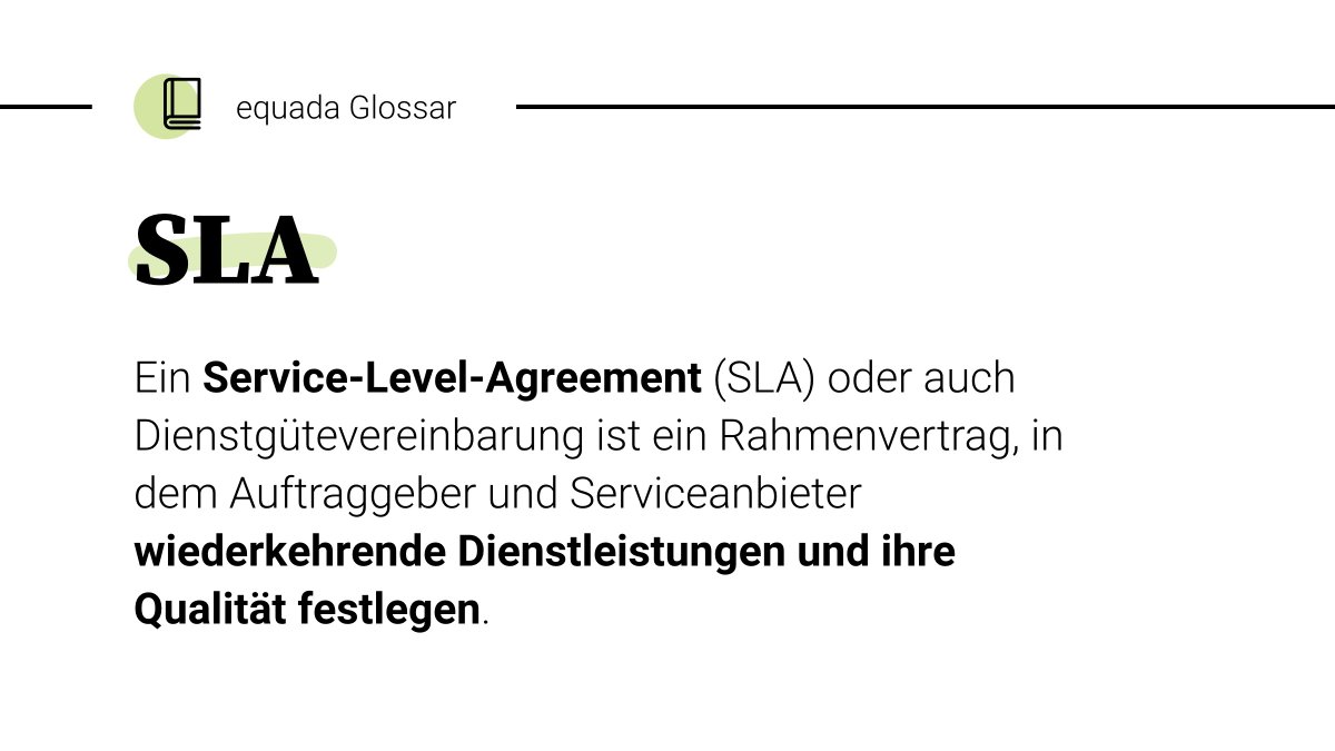Wir bei #equada bieten Ihnen ein kurzes #Glossar der wichtigsten Fachbegriffe Ihrer Branche.

Heute geht es um „SLA“:

Für mehr Begriffe aus dem equada Glossar, klicken Sie hier:
ow.ly/GHLc50D9nIo

#cloudtelefonie #sla #serviceanbieter #voip #voipsolutions #cloudsolutions