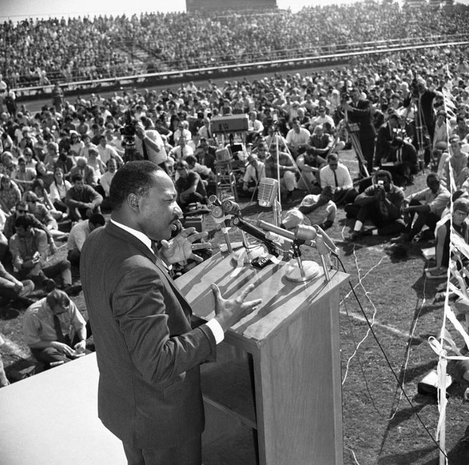 Martin Luther King, Jr. addresses students at Sacramento State College on October 16 in 1967. Photo by Walter Zeboski.  #OTD  #MLK    #MLKDay  