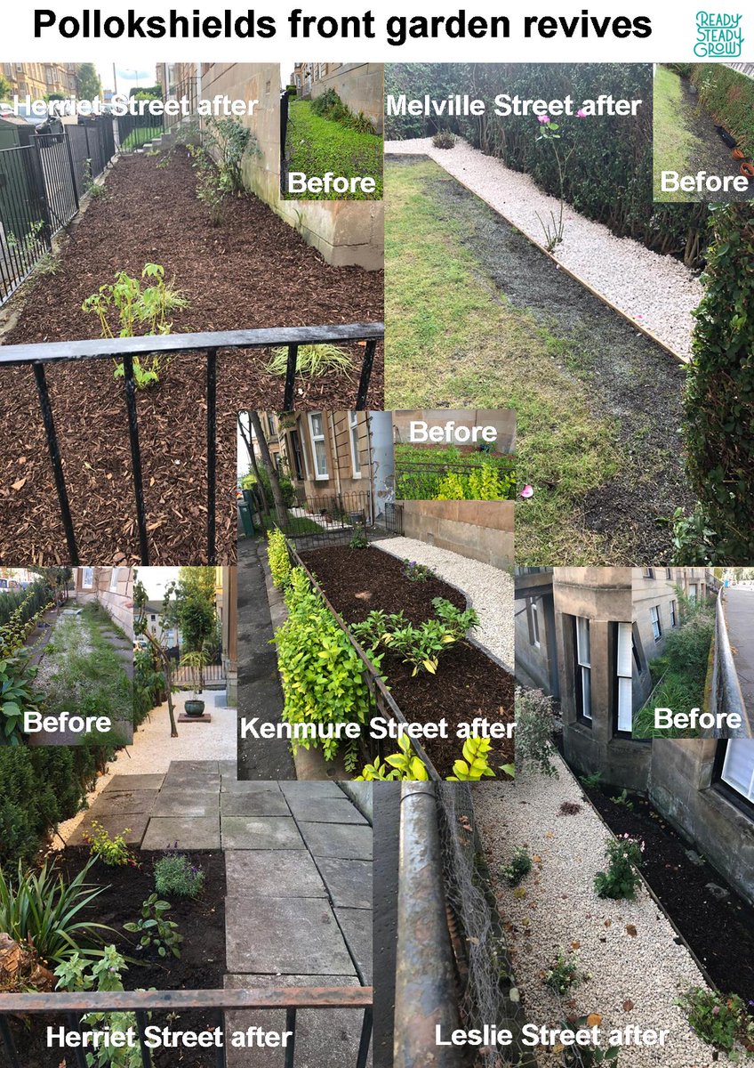 Poll_RSG's tweet photo. Last year, we gave five front gardens in East Pollokshields a make-over. Check out the before and after photos. 

If you want to have a go, we made a video to show you how easy it is to create a low maintenance front garden. The video is in this link...  https://t.co/hHmErz3qGX https://t.co/hzWwVUetbO