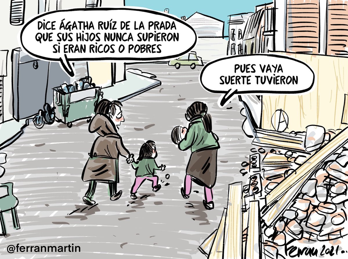 JaumeMayor's tweet photo. "Nunca tuve zapatos,
ni trajes, ni palabras:
siempre tuve regatos,
siempre penas y cabras.

Me vistió la pobreza,
me lamió el cuerpo el río,
y del pie a la cabeza
pasto fui del rocío."

Miguel Hernández.

Si hubiesen sido pobres, sí se habrían dado cuenta.
Viñeta de @ferranmartin https://t.co/IwIGFOrOAn