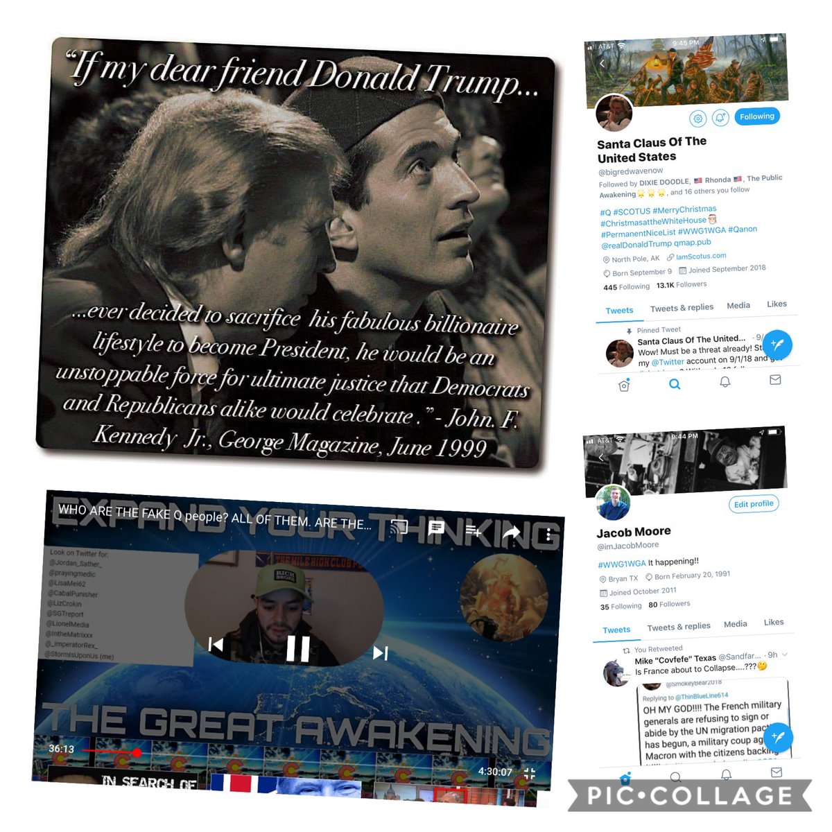 I started questioning all the youtubers. I’m a Flat Earther at heart so some of the Qtubers narratives weren’t matching with my internal compass. This account Issac Green was talking smack about this Santa account on Twitter and it sent me searching who could the account be?