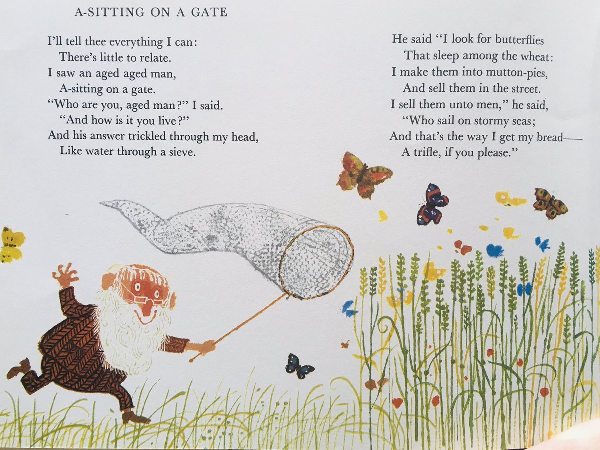 mooseandmouse's tweet photo. Todayโs #DailyPoemPicture is one of my favourite Lewis Carroll rhymes deliciously illustrated by Gerald Rose #LewisCarroll #GeraldRose #NonsenseVerse #poetrycommunity https://t.co/8aF3b9zwkH
