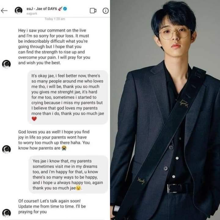 จะปีนึงแล้วยังที่พี่เจไดเรกไปปลอบแฟนคลับที่เพิ่งสูญเสียพ่อแม่จากโควิท คือเหมือนคุณคนนี้เค้าไปเม้นในไลฟ์ไอจีพี่เจพอพี่เจไลฟ์เสร็จก็ส่งข้อความไปหาเลย แล้วพิน่ารักมากปลอบโยนแล้วก็ยังให้คุณเค้ามาอัพเดทชีวิตได้นะ มีอะไรบอกได้เลย เนี่ย คนดีของหนู
cr iubtscontents / Princess Inn