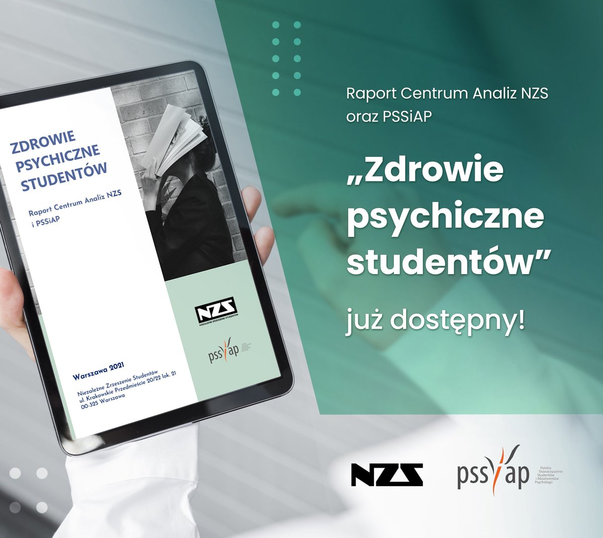 NZSorg's tweet photo. 2/2
Raport NZS &amp; @PSSiAP

Sytuacja zdrowia psychicznego wśród studentów i dostępności do specjalistów, musi być tematem podjętym przez wszystkie środowiska akademickie. 
@KRASP_pl
@MEIN_GOV_PL
@psrporgpl

Zapraszamy do zapoznania się z raportem ⬇️
https://t.co/B2LUcSQuCn https://t.co/YQl0fG1PV3