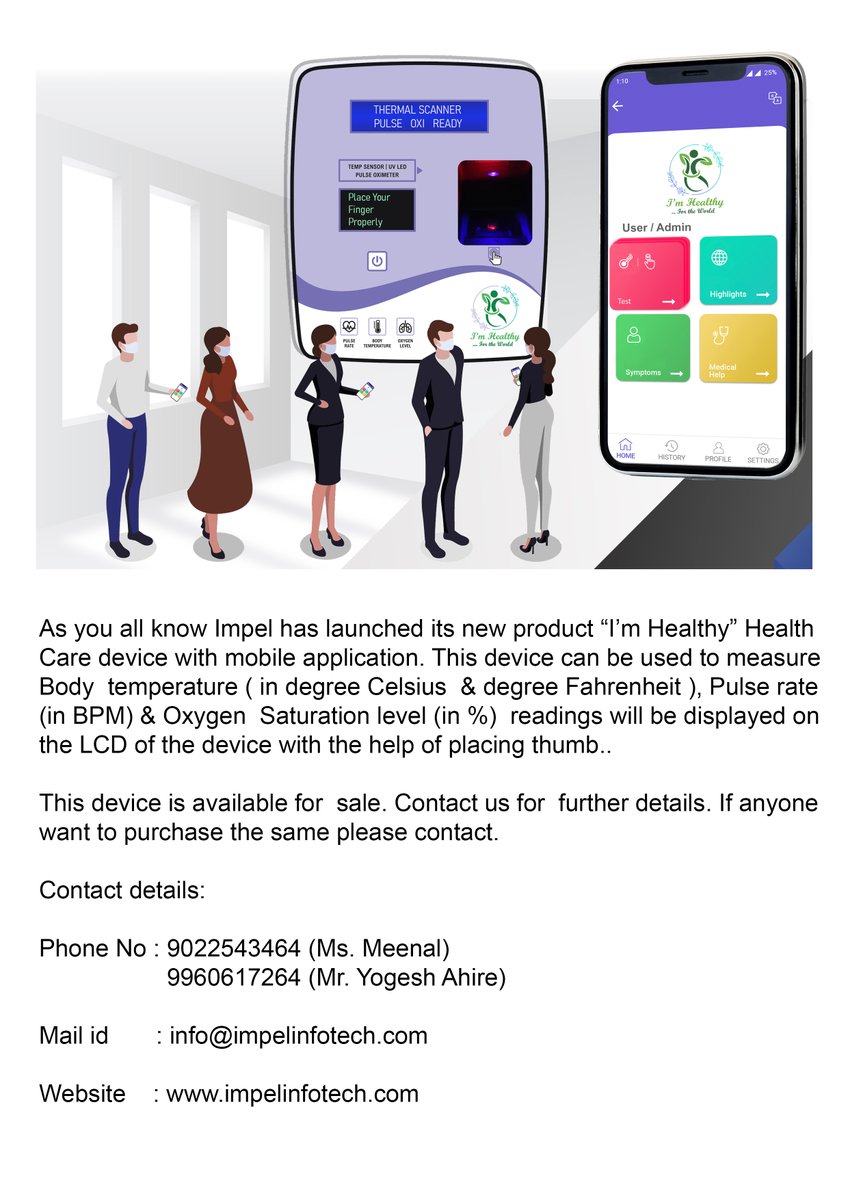 Impel75201058's tweet photo. "I'm healthy" health care device and mobile application is available for sale. For more details contact us. #helathcare #health #medical #hospitals #digitalhealth https://t.co/i25acNH28r