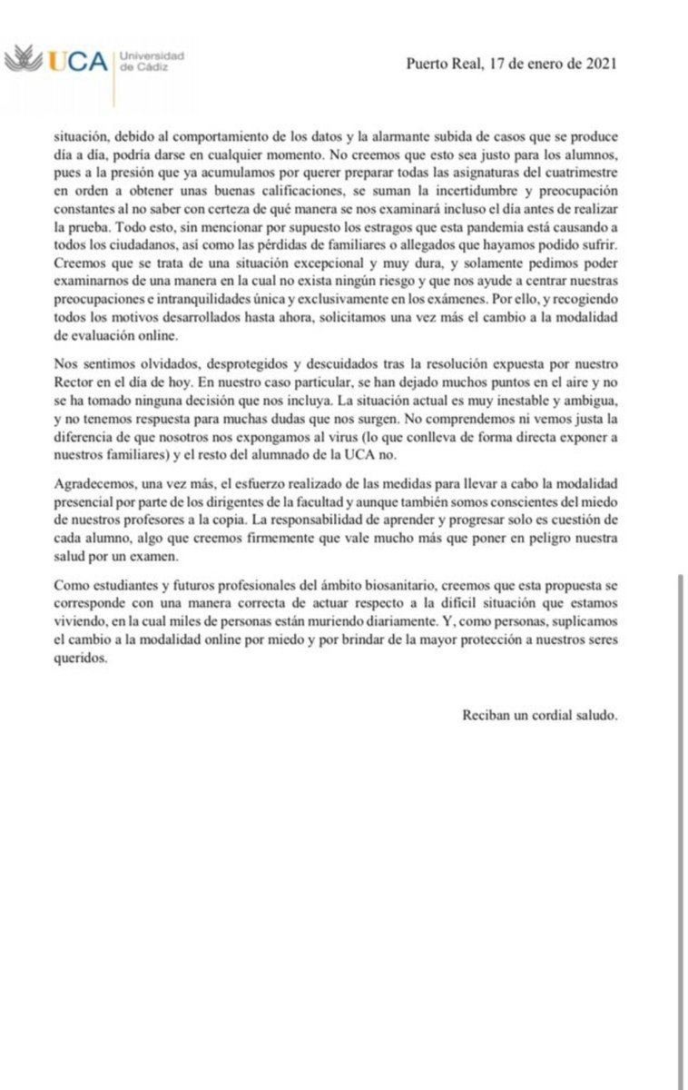 DefensaUca's tweet photo. 🔴| Comunicado del alumnado del Grado de Ingeniería Química.|🔴 https://t.co/yjvztJ64bZ