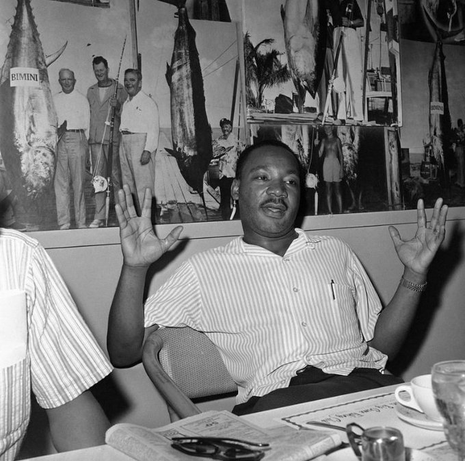 On November 19 in 1964: Martin Luther King Jr. at Bimini where he came to write his speech of acceptance of the Nobel Peace Prize. Photo by Jim Kerlin.  #OTD  #MLK    #MLKDay  