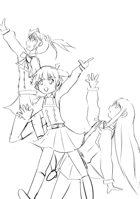 八駆節分イラスト、荒潮の構図だけ上手くハマらなくて描いては消してを繰り返してる。ラフから進まん…_(:3」∠)_ 